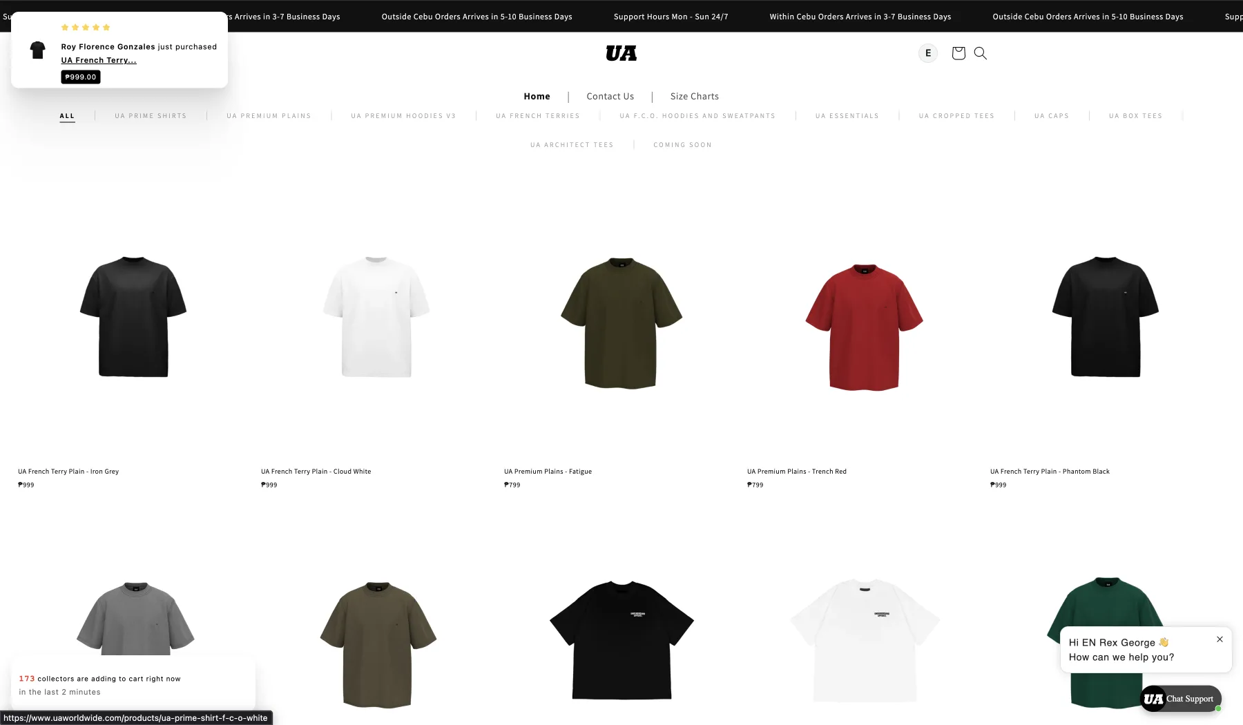 UA Worldwide Shopify storefront